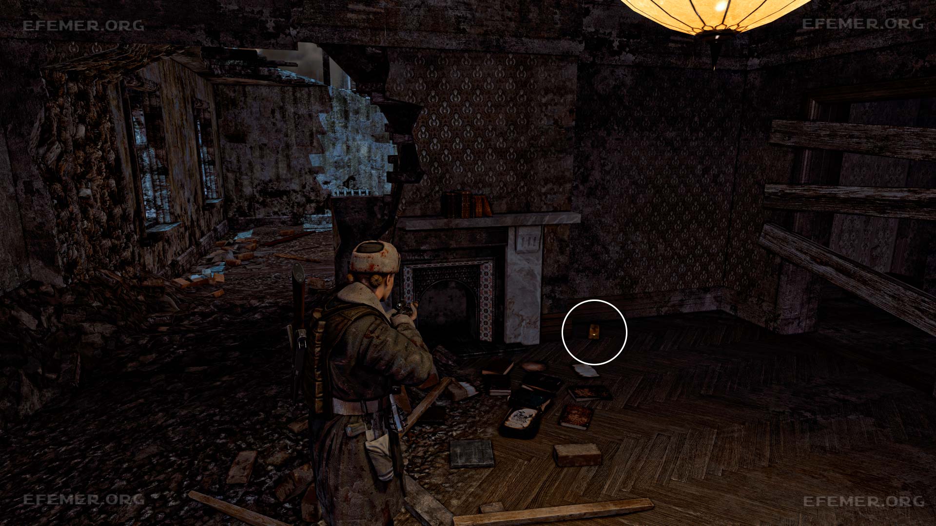 Золотой слиток №6, брошенный рядом с камином, Sniper Elite V2 Remastered