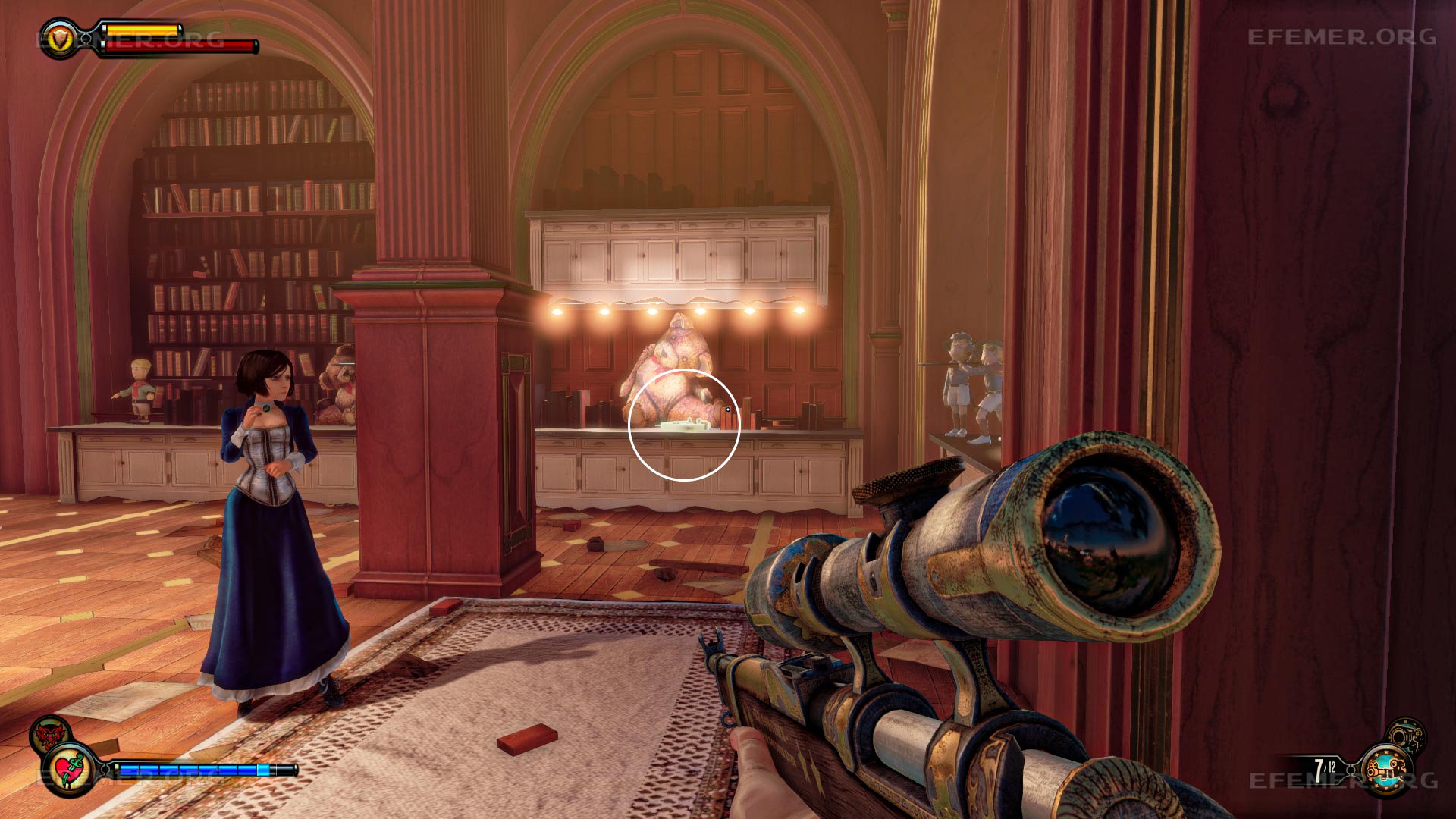 Голософон №55 «Окно», лежащий рядом с плюшевым мишкой, BioShock Infinite