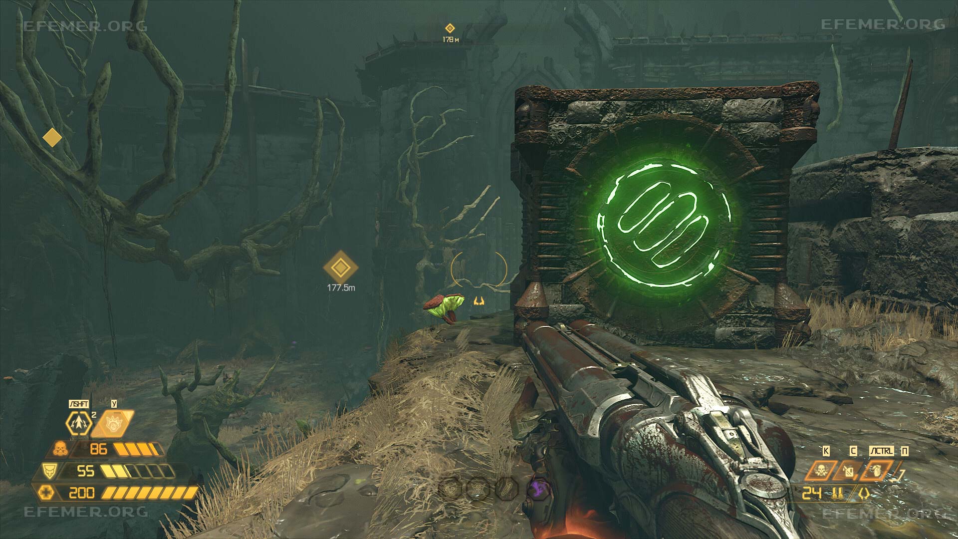 Блок, который нужно сбросить чтобы попасть к стычке №2, Doom Eternal The Ancient Gods
