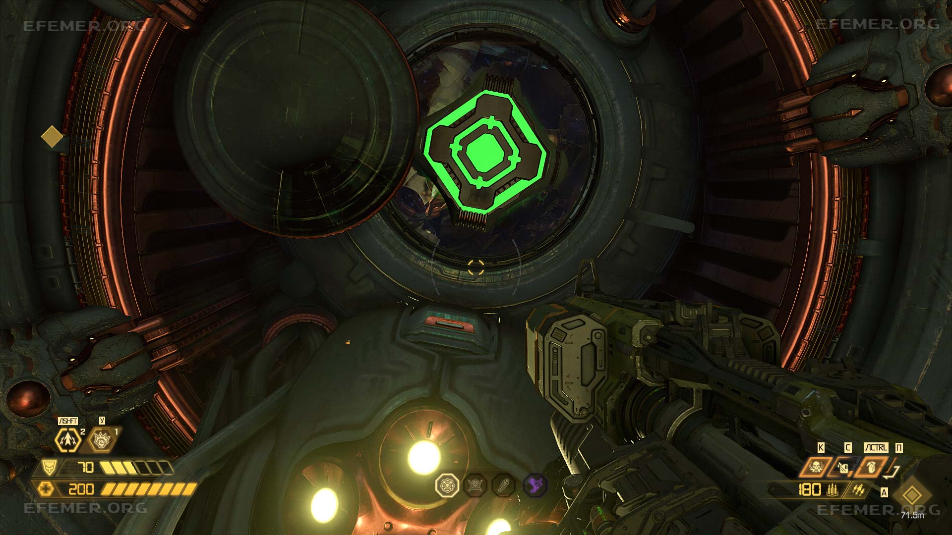Мишень над сюжетной кнопкой, Doom Eternal: The Ancient Gods