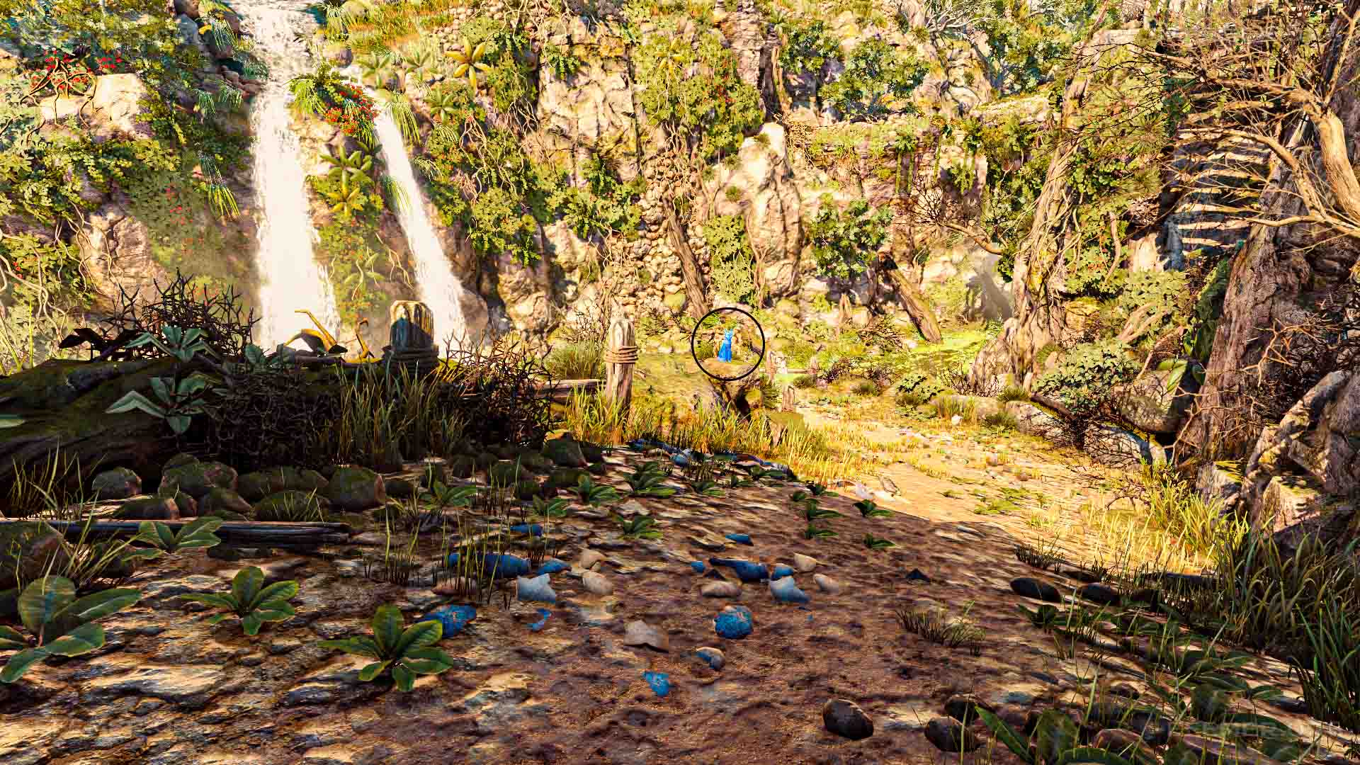 Скриншот загадочной кошки №1, находящейся возле тропинки, Strange Brigade